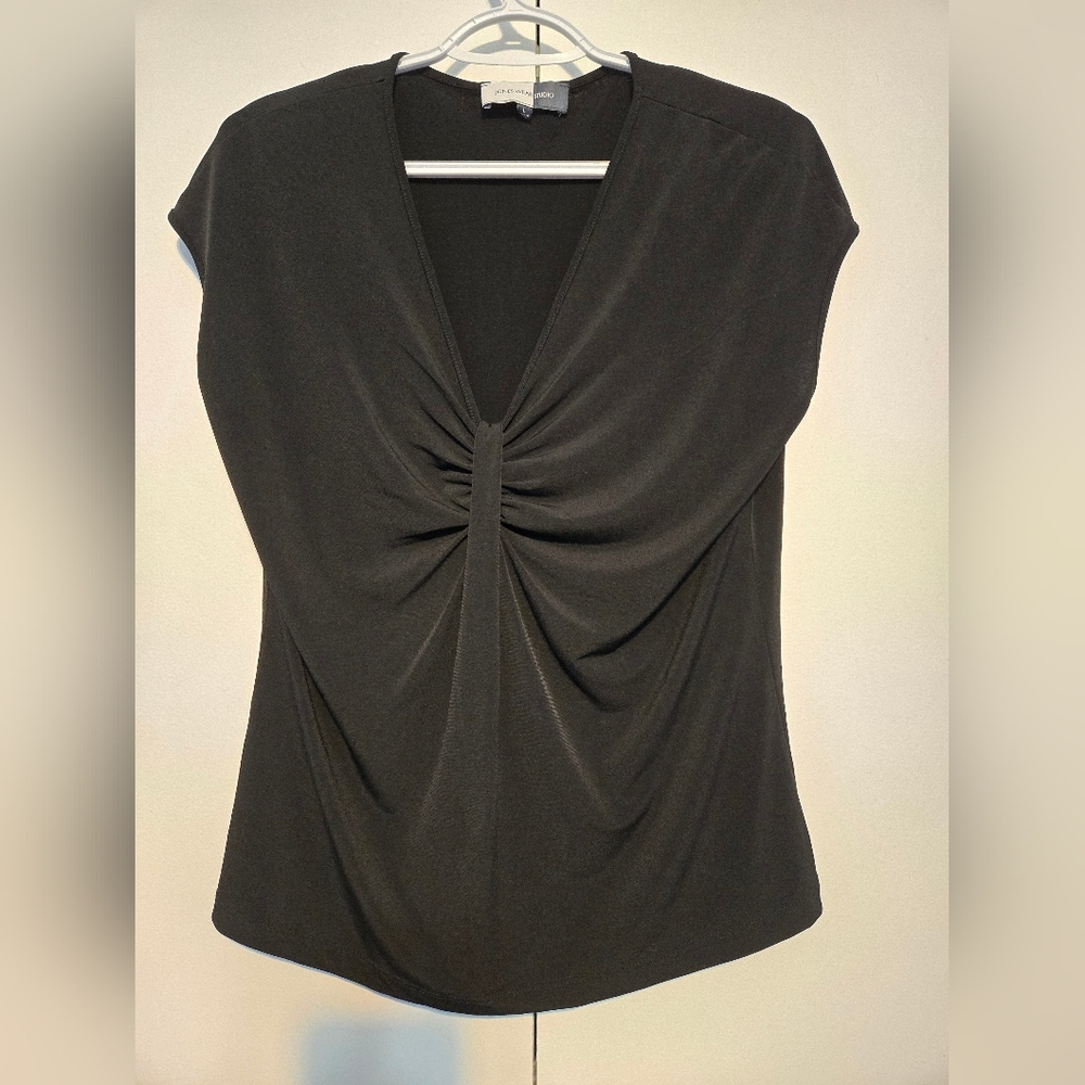 Jones Wear Black Gathered Front Blouse